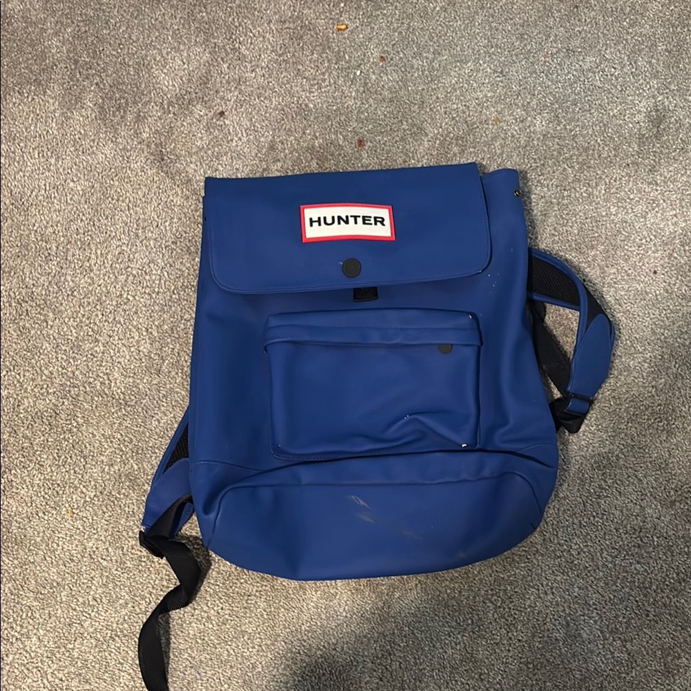 Hunter Blue Backpack with Adjustable Straps and Minimalist Design